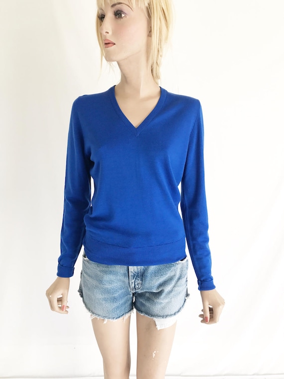 Vintage 70's AlJEAN English Virgin Wool V Neck  S… - image 1