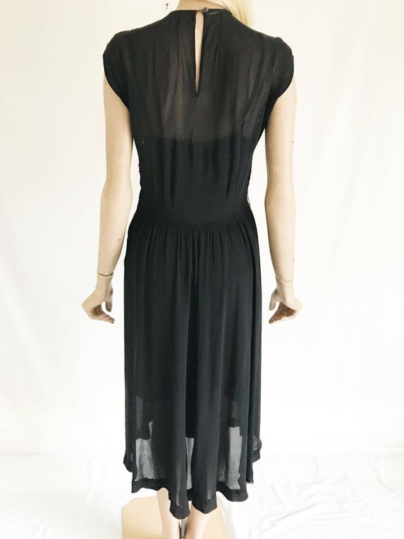 Vintage 40's Sheer Black Rayon Noir Dress. Med/ S… - image 7