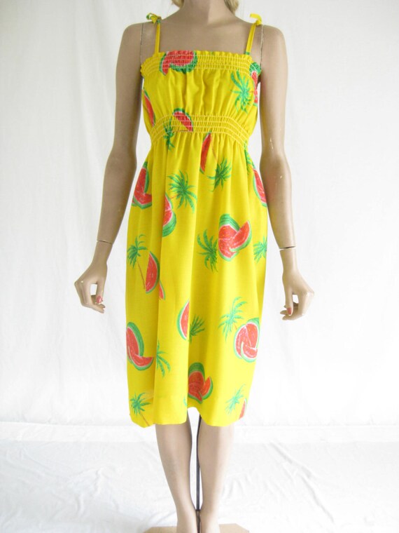 Vintage 70's Pineapple Print Boho Sundress. Size … - image 5