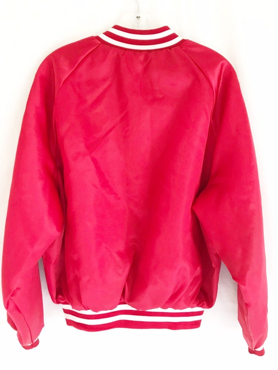 Vintage 80's Red Satin Bomber Jacket. Women's Small Gem
