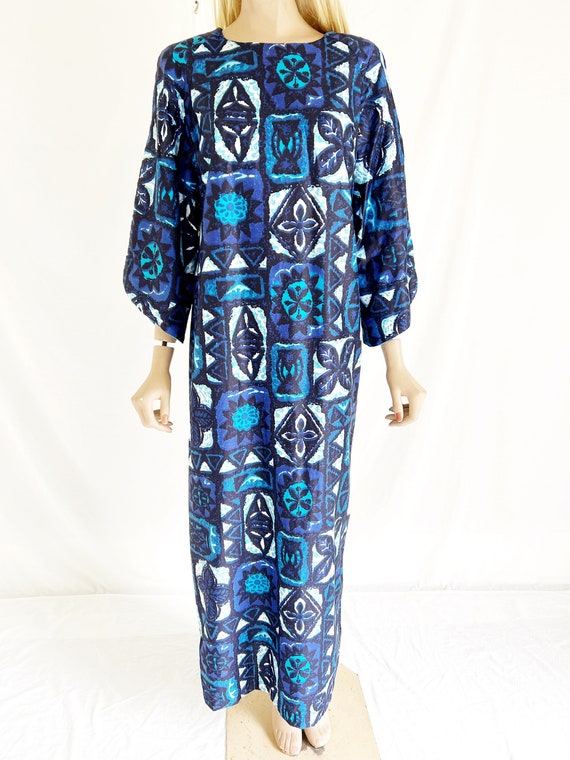 Vintage 60’s Hawaiian Caftan Maxi Dress. Cotton S… - image 2