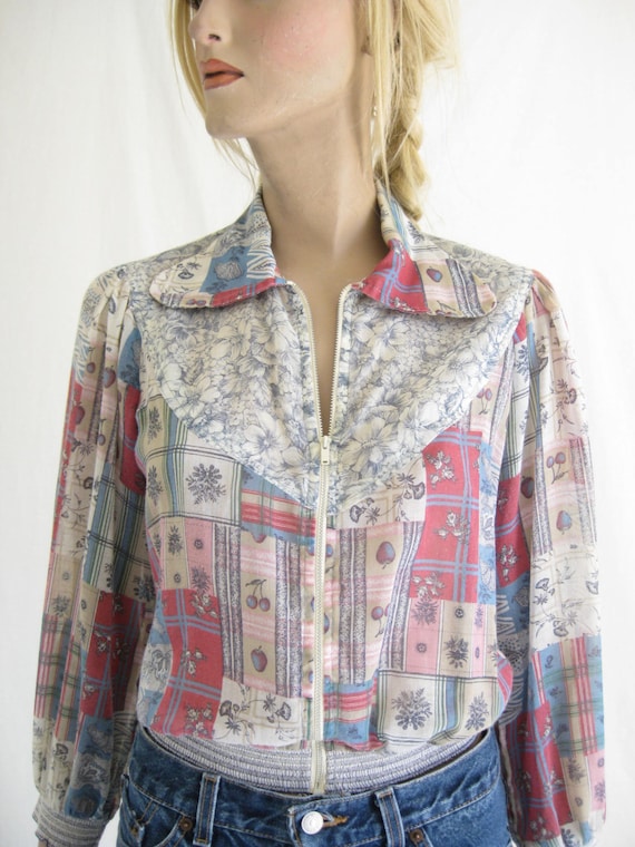 Vintage 70's  Sheer Cotton Boho Zip Jacket - image 1