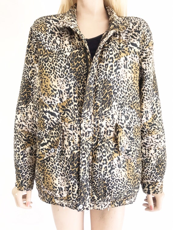 Vintage 80's Silk Animal Print Bomber Jacket. Wom… - image 4