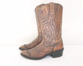 Vintage 70’s Acme Brown Leather Cowboy Boots . Size 9 Men’s. 11 women’s