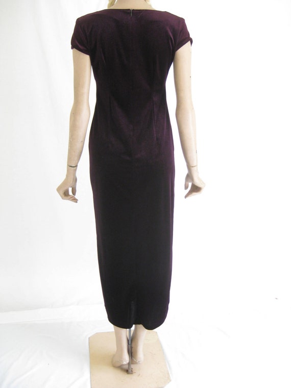 Vintage 90's Velvet and Beaded Maxi Dress. Size S… - image 5