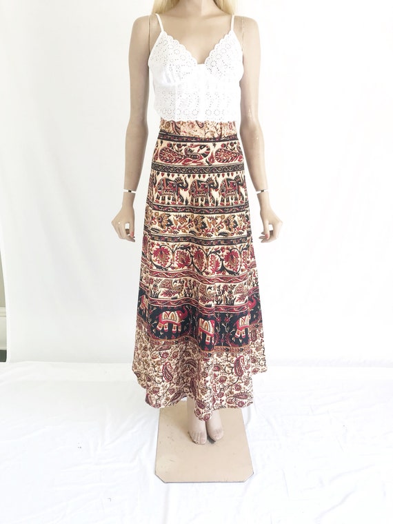 Vintage 70's India Cotton Wrap Skirt - image 1