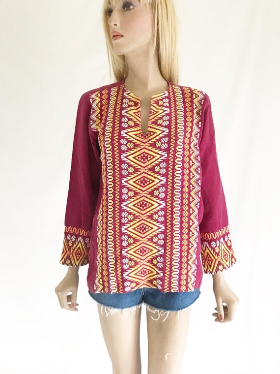 Vintage Guatemalan Woven Embroidered Top - image 1