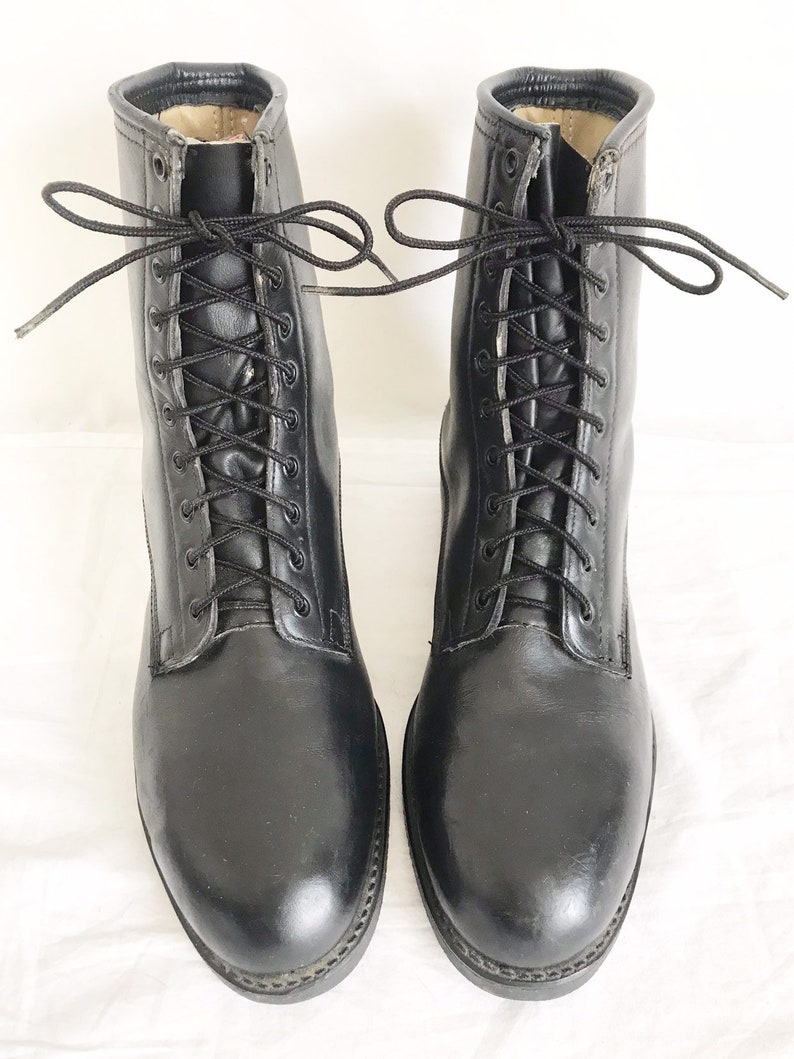 Vintage 70's Addison Black Leather Military Combat Boots. | Etsy