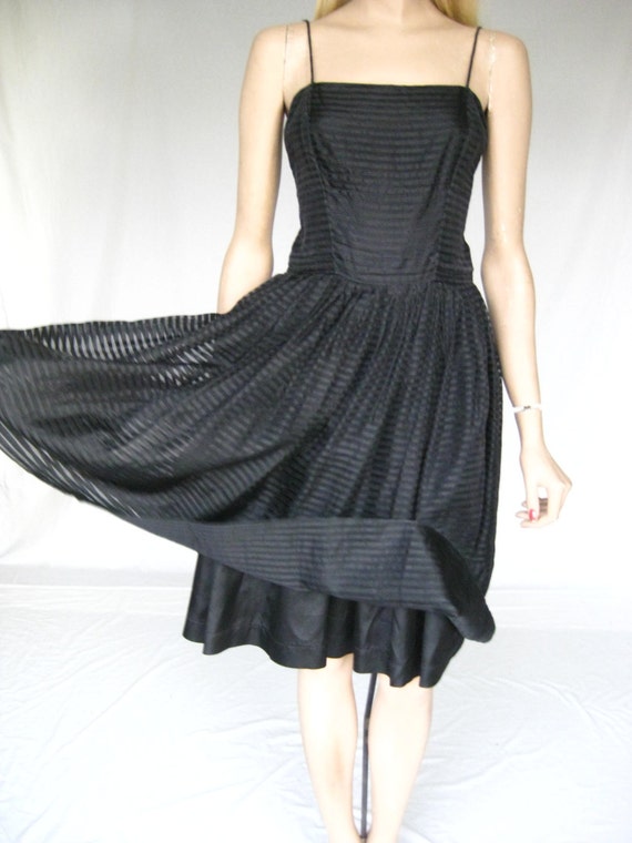 Vintage 50s Silk and Rayon Sheer Black Cocktail P… - image 5