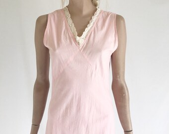 Vintage 40's Cotton Bias Cut Slip Dress/ Negligee. Size X Small