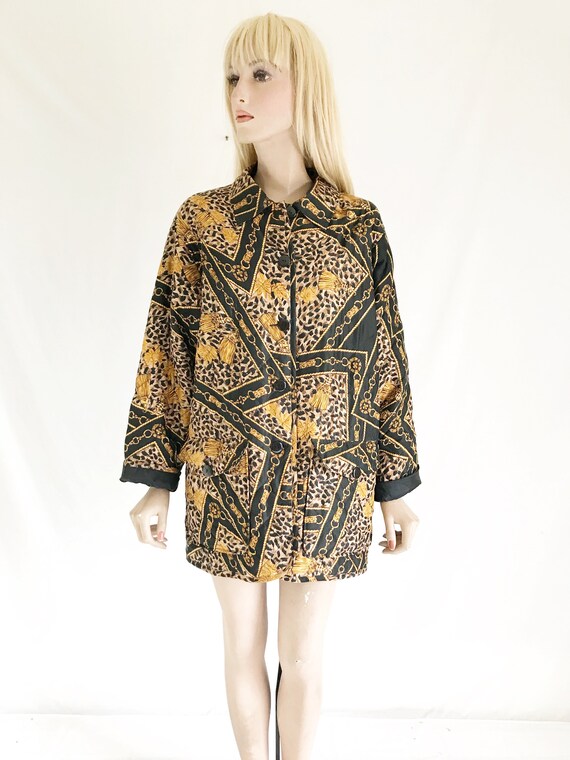 Vintage 80’s SILK Leopard Print Baroque Parka Jack