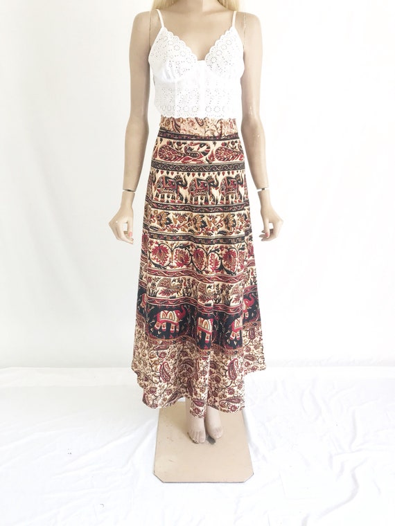 Vintage 70's India Cotton Wrap Skirt - image 2