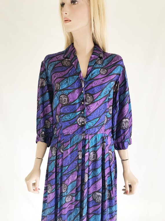 Vintage 50's Abstract Print Dress. Size Large
