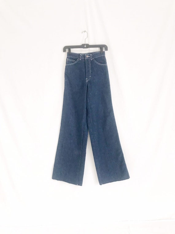 Vintage 70's  Denim High Waist Flares. Waist 23" - image 1