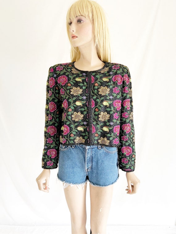 Vintage 80’s/90’s Silk Beaded Cropped Jacket - image 6