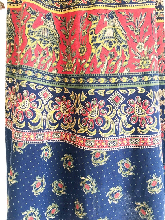 Vintage 70's India Cotton Block Print Wrap Skirt - image 5