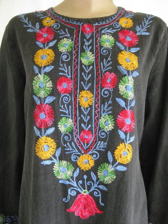 Vintage 70's Embroidered Ethnic Hippie Boho Maxi … - image 2