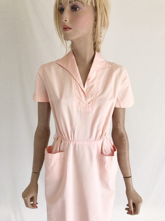 Vintage 40's Cotton Day Dress. Size X Small