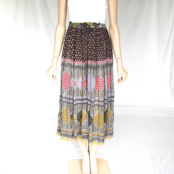 India Vintage gasa algodón falda escarpada