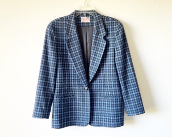 Vintage PENDLETON Blue Check Wool Blazer. Women's Medium