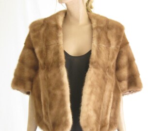 Vintage 50's/ 60's Mink Fur Stole. Genuine Mink Blonde Stole/ Capelet