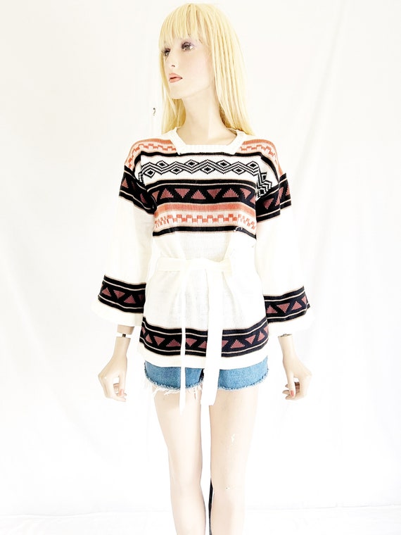 Vintage 70’s Boho Southern Print Sweater - image 2