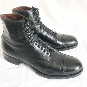 Vintage 30s/40s Black Lace up Cap Toe Ankle Boots. Tag Size - Etsy