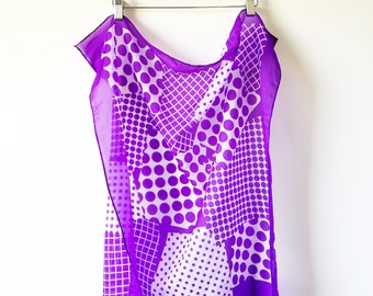 Vintage 60’s Mod Polka Dot Purple Scarf