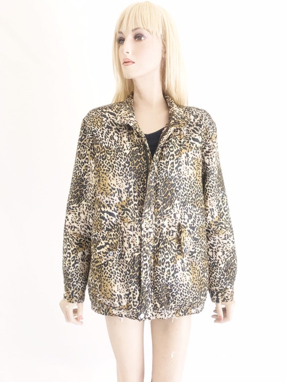 Vintage 80's Silk Animal Print Bomber Jacket. Wom… - image 2