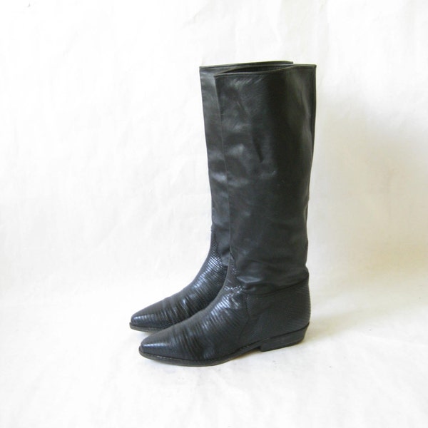 Vintage Joan and  David Tall Black Riding Boots. Size 7