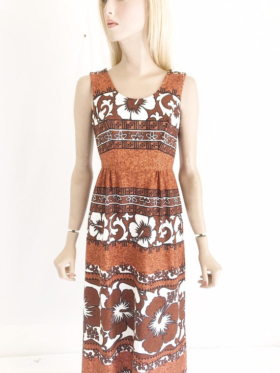 Vintage 60s Mod Hawaiian Maxi Dress. Women’s Small - image 2