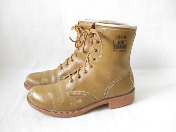 Vintage 80's Brown Leather Work Boots 
