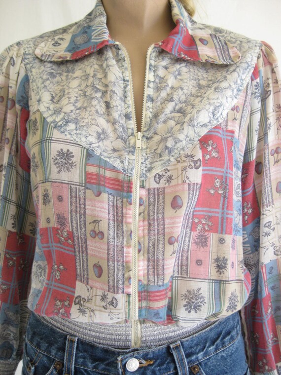 Vintage 70's  Sheer Cotton Boho Zip Jacket - image 2