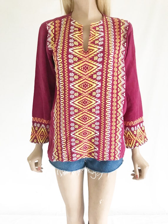 Vintage Guatemalan Woven Embroidered Top - image 3