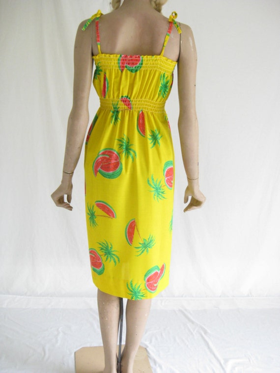 Vintage 70's Pineapple Print Boho Sundress. Size … - image 2
