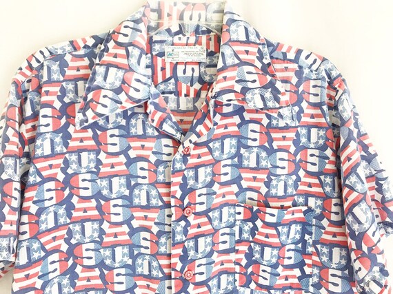 Vintage 70's U.S.A. Novelty Print Short Sleeve Sh… - image 3