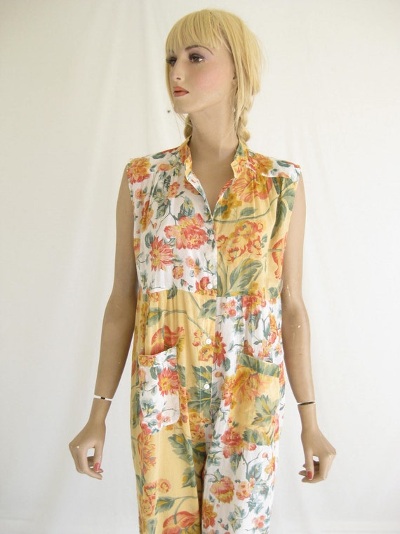 Vintage 90's Cotton Jumpsuit. Size Small