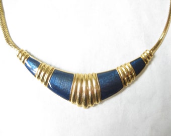 Vintage 80's Enamel Gold Tone Choker Necklace