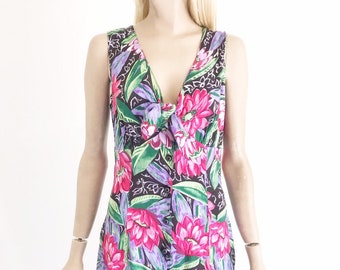 Vintage 80's Floral Jumpsuit. Women's Small