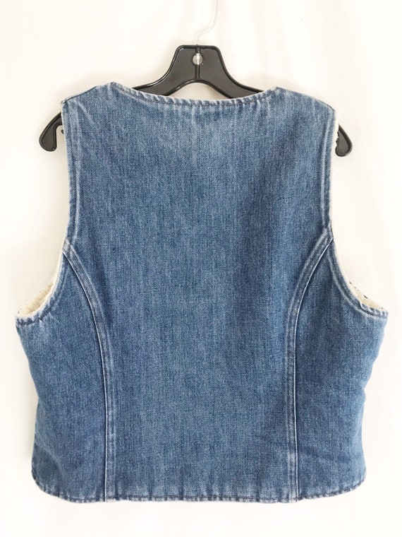 Vintage 70's Denim Shearling Lined Vest - image 6