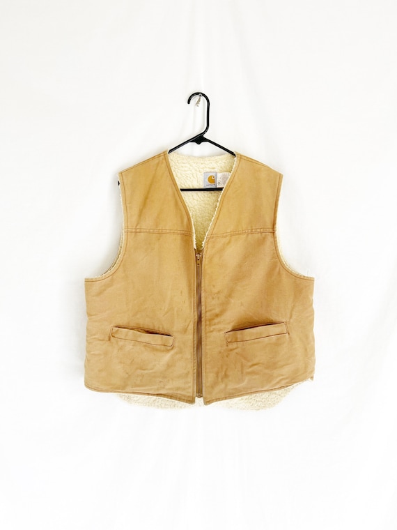 Vintage CARHARTT Shearling Utility Vest. Made in … - image 1