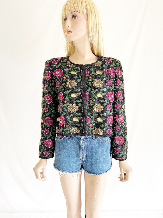 Vintage 80’s/90’s Silk Beaded Cropped Jacket - image 9