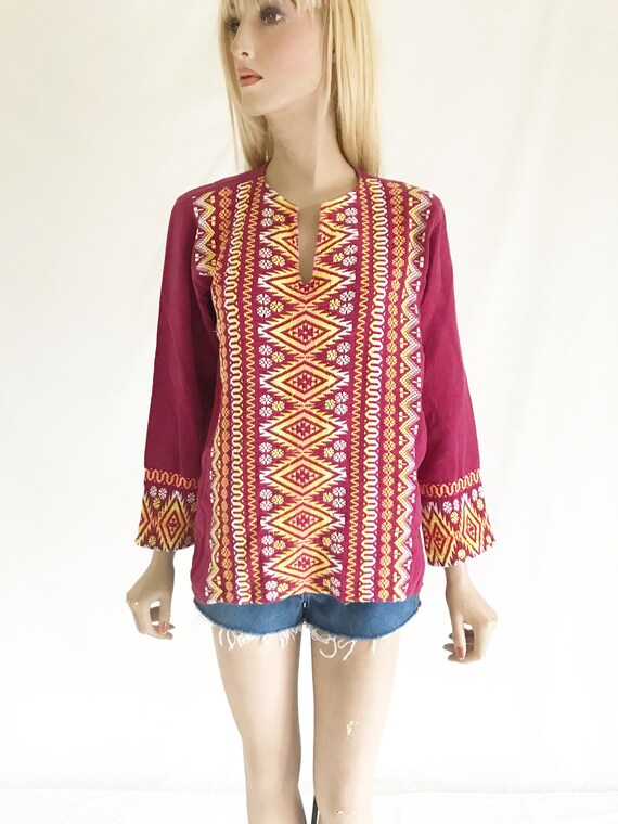 Vintage Guatemalan Woven Embroidered Top - image 2