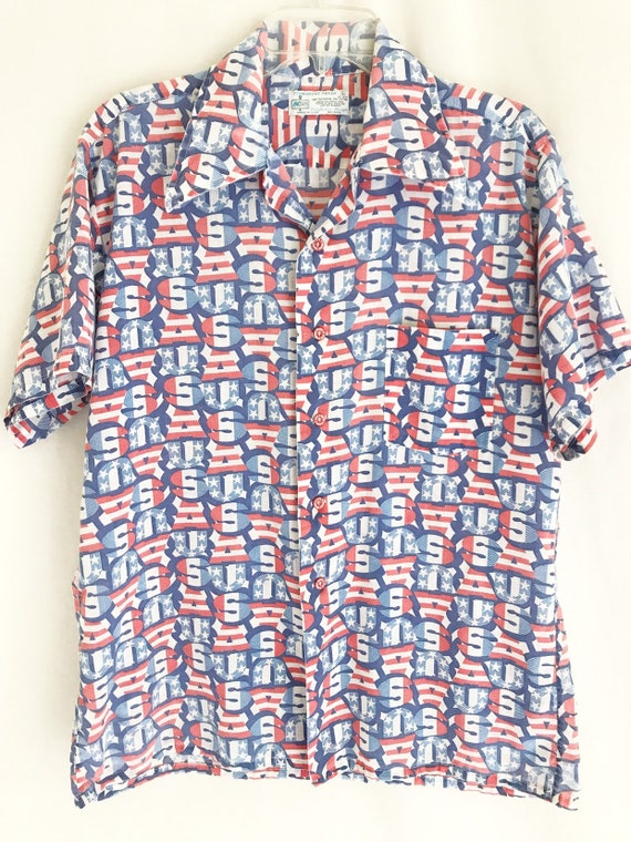 Vintage 70's U.S.A. Novelty Print Short Sleeve Sh… - image 4