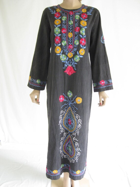 Vintage 70's Embroidered Ethnic Hippie Boho Maxi … - image 3