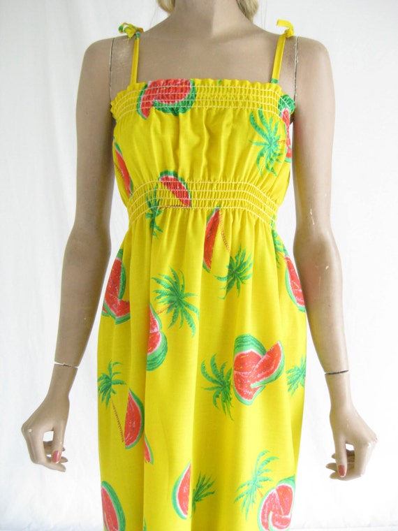 Vintage 70's Pineapple Print Boho Sundress. Size … - image 4
