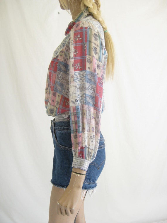 Vintage 70's  Sheer Cotton Boho Zip Jacket - image 3