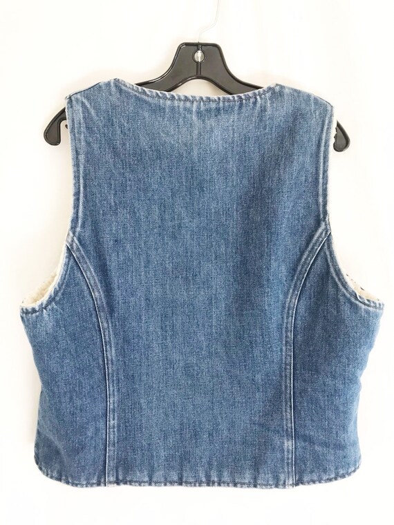 Vintage 70's Denim Shearling Lined Vest - image 5