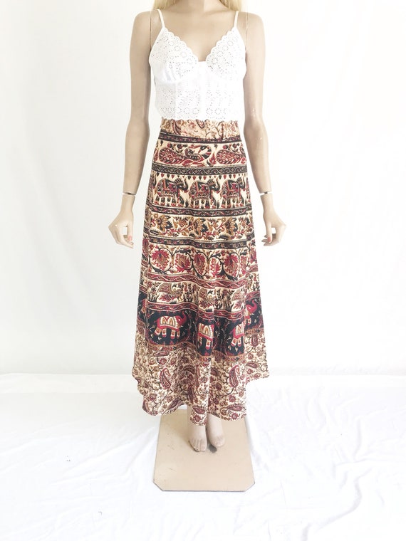 Vintage 70's India Cotton Wrap Skirt - image 3