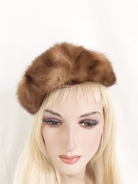 Vintage 50s Nicholas Ungar Mink PillBox Hat - image 1